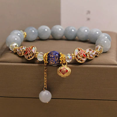 FREE Today: Luck and Healing Aquamarine Fu Character Cloisonné Gourd Dangle Round Bracelet - image 1