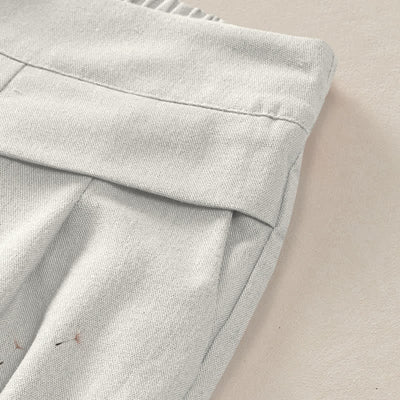 Buddha Stones Cotton Linen Watercolor Cat Floral Pattern Women's Elastic Waist Wide Leg Pants With Pockets - image 3