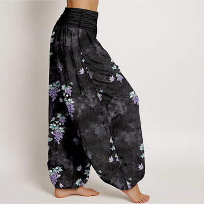 Buddha Stones Cotton Vintage Grape Vine Pattern Women's Elastic Waist Harem Pants - image 2
