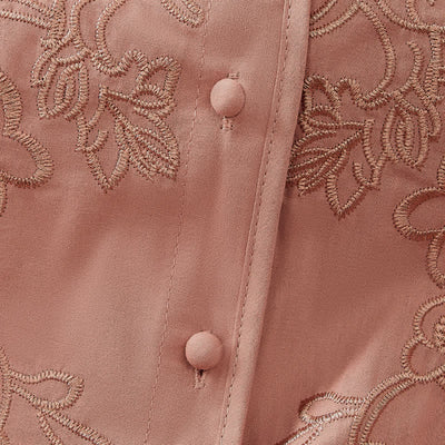 Buddha Stones Summer Vintage Embroidery V-Neck Button-Up Floral Women's Elbow-Length Sleeve Shirts - image 10