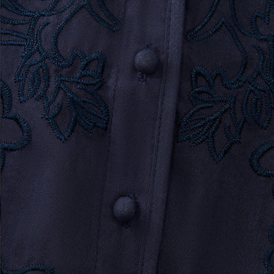 Buddha Stones Summer Vintage Embroidery V-Neck Button-Up Floral Women's Elbow-Length Sleeve Shirts - image 17