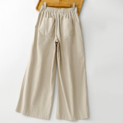Buddha Stones Spring Summer Casual Minimalist Solid Cropped Pants Women's Wide Leg Pants With Pockets - image 1