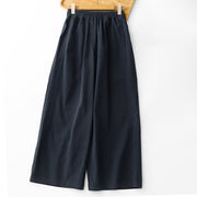 Foviel Frühling Sommer Casual Minimalist einfarbig Cropped Hose Damen weites Bein Hose mit Taschen