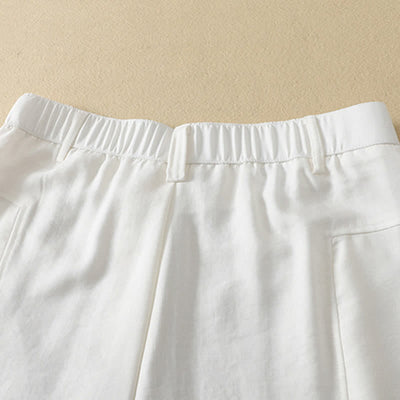 Buddha Stones Spring Summer Minimalist Elegant Button Zipper Design Solid Cotton Long Pants Women's Straight Leg Pants With Pocket - image 15