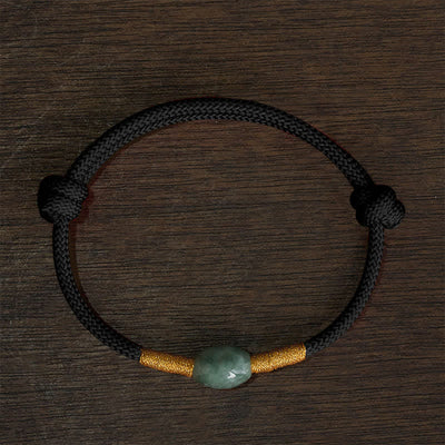 Buddha Stones Jade Bead Red String Protection Bracelet - Black String - image 8