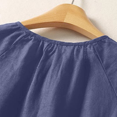 Buddha Stones Summer Casual Minimalist Solid Crew Neck Women's Short Sleeve Shirts - image 17