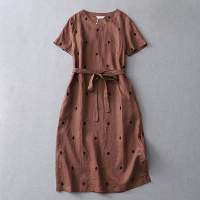 Buddha Stones Summer Casual Boho Drawstring Abstract Polka Dots Women's Short Sleeve Dress With Pocket - Sienna - US8-10, UK/AU12-14, EU40-42 (2XL) - image 12