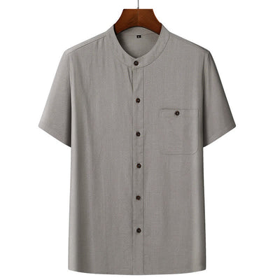 Buddha Stones Summer Casual Mandarin Collar Solid Short Sleeve Shirt Drawstring Pants Men's Matching Sets With Pockets - Light Gray Shirt - US/UK/AU46，EU56 (5XL) - image 12