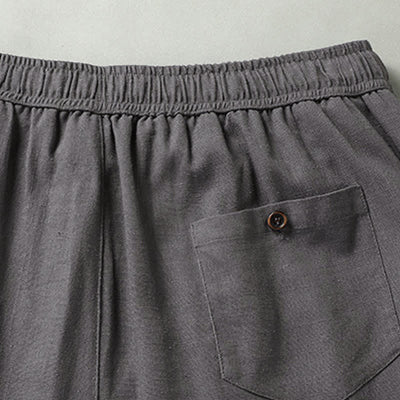 Buddha Stones Summer Casual Mandarin Collar Solid Short Sleeve Shirt Drawstring Pants Men's Matching Sets With Pockets - image 18
