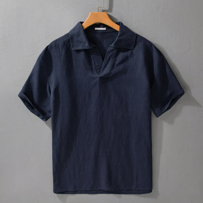 Buddha Stones Summer Casual Minimalist Solid Men's Short Sleeve Shirts - MidnightBlue - US/UK/AU42，EU52 (3XL) - image 5