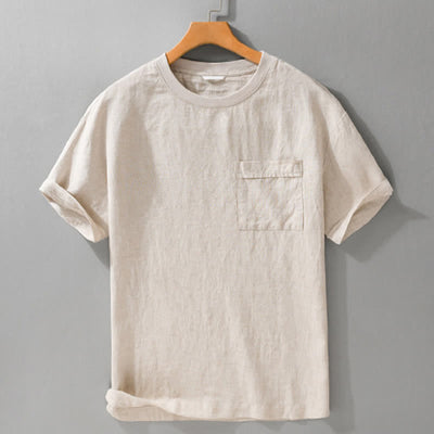 Buddha Stones Summer Casual Minimalist Solid Men's Short Sleeve T-Shirts With Patch Pocket - image 1