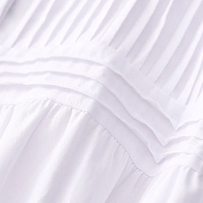 Buddha Stones Summer Casual Vintage Button-up Solid Pintuck Pleats Design Women's Short Sleeve Shirts - image 19