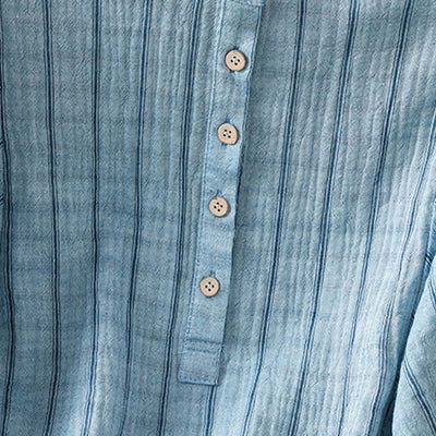 Buddha Stones Summer Casual Minimalist Button-Up Striped Women's Short Sleeve Shirts - image 14