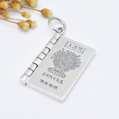 Foviel 990 Sterling Silber Herz Sutra Großes Mitgefühl Shurangama Mantra Lotus Vajra Friedens Halskette Anhänger