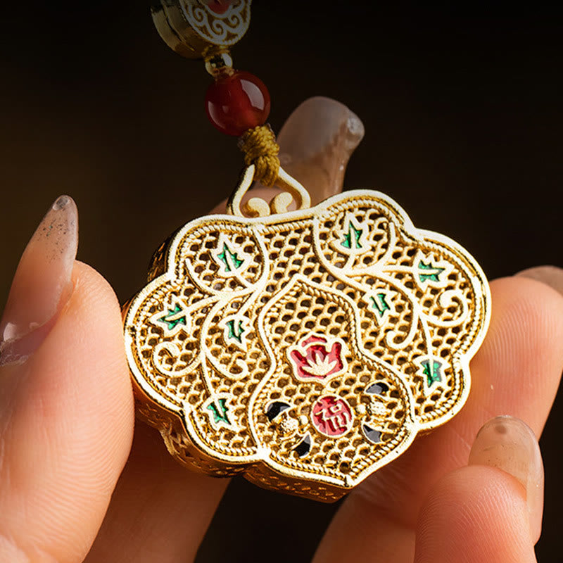Buddha Stones Lock of Good Wishes Fu Character Luck Blessing Key Chain Key Chain BS 5