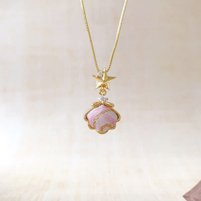 Buddha Stones Song Brocade Copper Shell Heart Ginkgo Leaf Luck Necklace - image 4