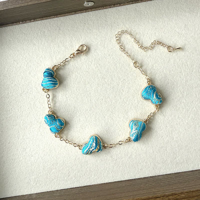 Buddha Stones Song Brocade Copper Gourd Blessing Gold Tone Bracelet - Blue(Same Color Tone – Pattern Varies) - image 8