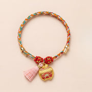 Bracelet de protection Foviel à breloque nœud chinois, gourde et bourse à monnaie pomme tissée à la main en cinq couleurs