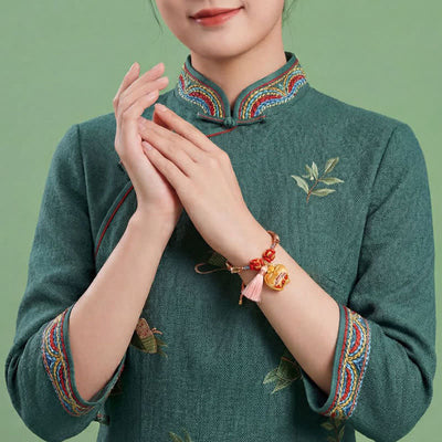 Buddha Stones Handwoven Five Color Apple Money Bag Gourd Chinese Lock Charm Protection Bracelet - image 15