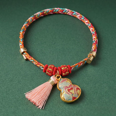 Buddha Stones Handwoven Five Color Apple Money Bag Gourd Chinese Lock Charm Protection Bracelet - image 41