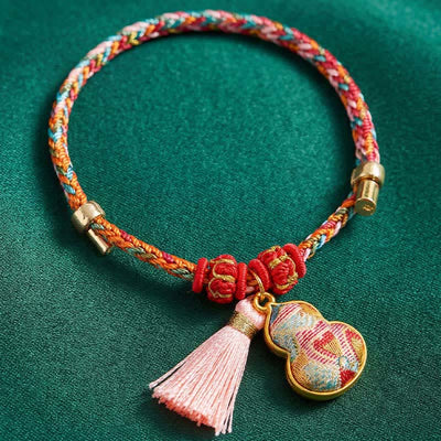 Buddha Stones Handwoven Five Color Apple Money Bag Gourd Chinese Lock Charm Protection Bracelet - image 44