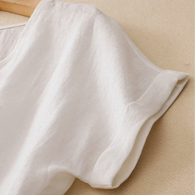 Buddha Stones Summer Casual Minimalist Side Slit Solid V-Neck Women's Short Sleeve T-Shirts - image 16