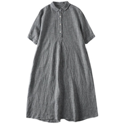 Buddha Stones Summer Casual Vintage Button-Up Plaid Women's Short Sleeve Dresses - image 4