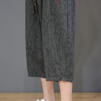 Buddha Stones Summer Casual Vintage Drawstring Abstract Men's Cropped Pants With Pockets - image 13