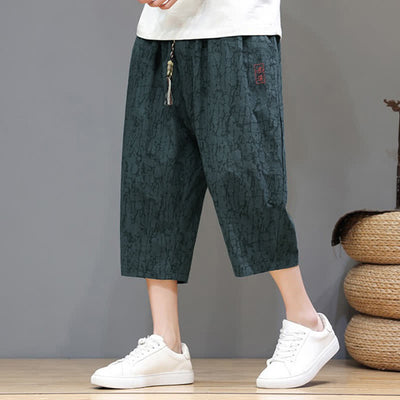 Buddha Stones Summer Casual Vintage Drawstring Abstract Men's Cropped Pants With Pockets - Teal - US/UK/AU46, EU56 (5XL) - image 22