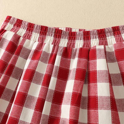Buddha Stones Summer Casual Classic Plaid Cropped Pants Women's Harem Pants With Pocket - image 5