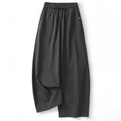 Buddha Stones Summer Casual Minimalist Drawstring Solid Cotton Ankle Pants Women's Harem Pants With Pocket - DimGray - US8-10, UK/AU12-14, EU40-42 (2XL) - image 0