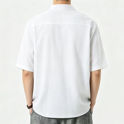 Buddha Stones Summer Casual Mandarin Collar Solid Men's Short Sleeve Shirts - image 7