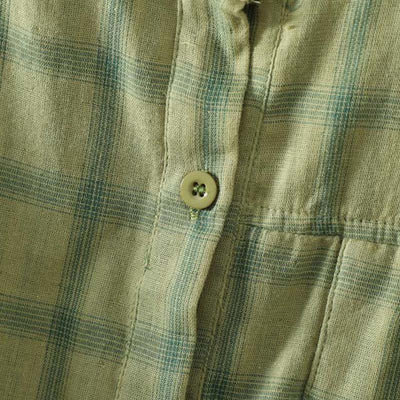 Buddha Stones Summer Casual Vintage Plaid Women's Short Sleeve Shirts With Patch Pocket - image 4