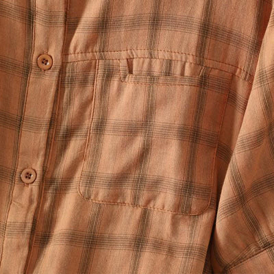 Buddha Stones Summer Casual Vintage Plaid Women's Short Sleeve Shirts With Patch Pocket - image 15
