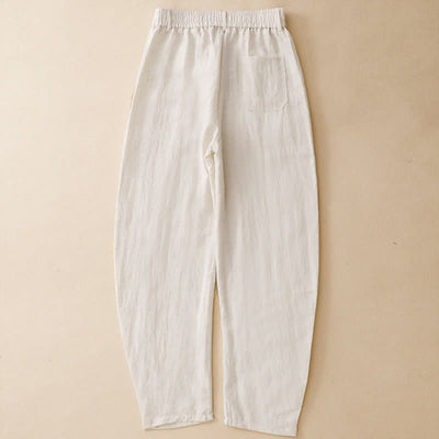 Buddha Stones Summer Casual Button-Up Solid Zipper Design Ankle Pants Women's Harem Pants With Pocket - image 16