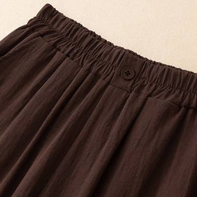 Buddha Stones Summer Casual Embroidery Solid Cropped Pants Women's Harem Pants With Pocket - image 16