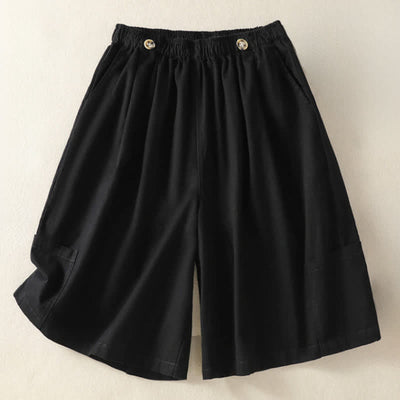 Buddha Stones Summer Casual Minimalist Solid Women's Shorts With Pocket - Black - US8-10, UK/AU12-14, EU40-42 (2XL) - image 4