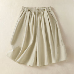 Buddha Stones Summer Casual Minimalist Solid Women's Shorts With Pocket - Wheat - US8-10, UK/AU12-14, EU40-42 (2XL) - image 0