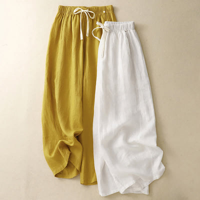 Buddha Stones Summer Casual Minimalist Drawstring Solid Ankle Pants Women's Straight Leg Pants With Pocket - image 6
