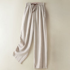 Buddha Stones Summer Casual Minimalist Drawstring Solid Ankle Pants Women's Harem Pants With Pocket - Beige - US8-10, UK/AU12-14, EU40-42 (2XL) - image 0
