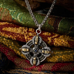 Buddha Stones Copper Plated With Silver Cross Vajra Pendant Necklace - Copper(Healing ♥ Wealth) - image 0