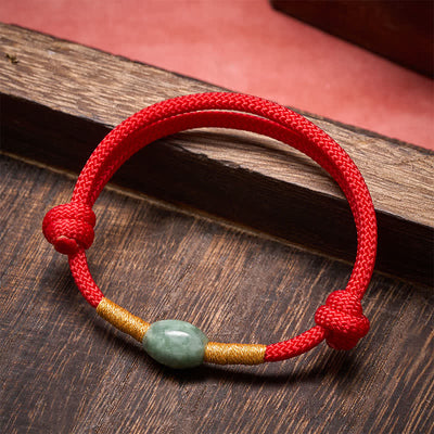 Buddha Stones Jade Bead Red String Protection Bracelet - Red String - image 0