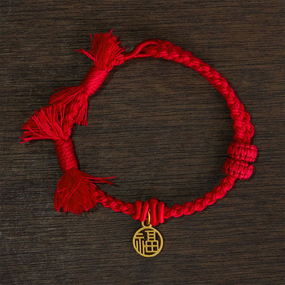 Buddha Stones Copper Lotus Red String New beginning Bracelet - Red String(Wrist Circumference: 14–17 cm) - FU CHARACTER - image 13