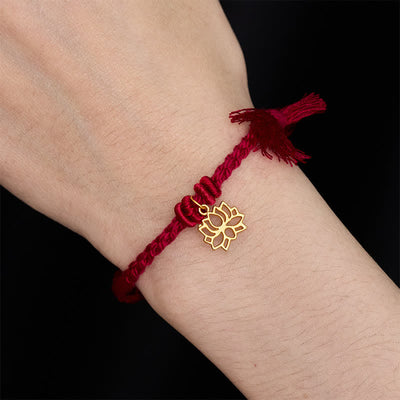 Buddha Stones Copper Lotus Red String New beginning Bracelet - image 2