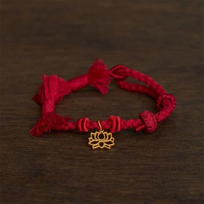 Buddha Stones Copper Lotus Red String New beginning Bracelet - image 1