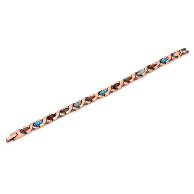 Buddha Stones Antique Copper Turquoise Inlaid Balance Adjustable Grain Link Bracelet - image 4