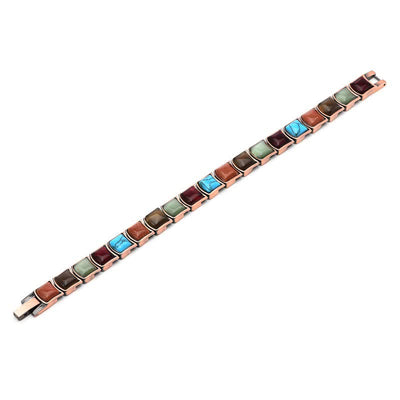 Buddha Stones Vintage Copper Inlaid Turquoise Balance Magnetic Bracelet - image 4