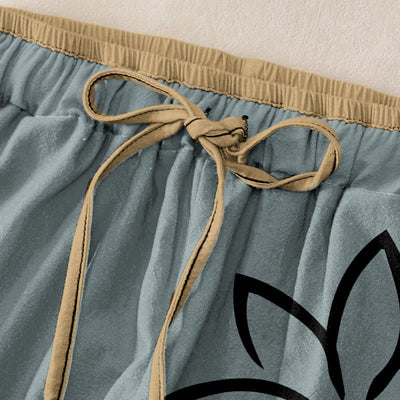Buddha Stones Pure Cotton Lotus Om Pattern Women's Elastic Waist Pants With Pockets - image 5