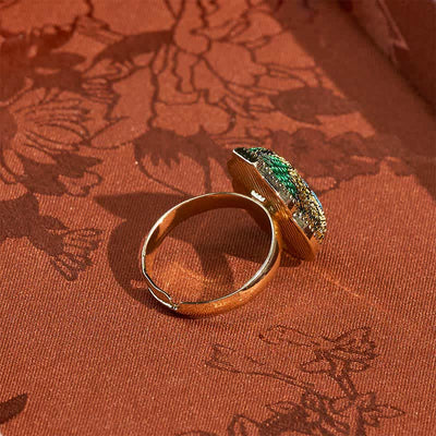 Buddha Stones Song Brocade Gourd Shaped Blessing Adjustable Vintage Chinese Style Ring - image 6