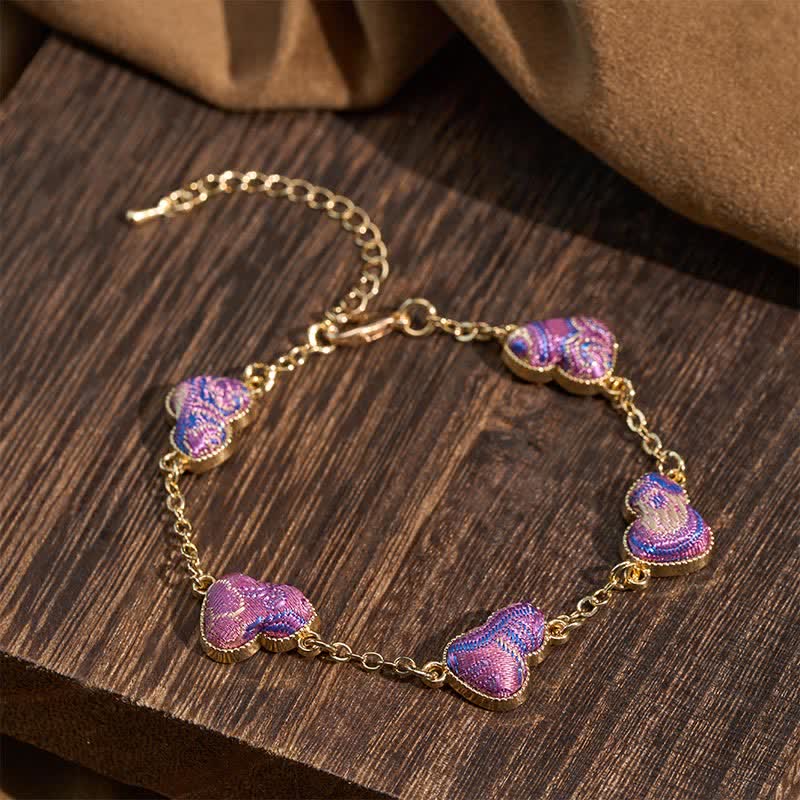 Buddha Stones Song Brocade Copper Gourd Blessing Gold Tone Bracelet - image 1